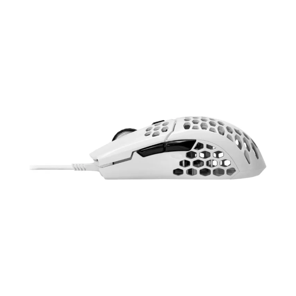 cooler master mm 710 gloss white ultra light 53g gaming mouse ultraweave paracord cable pixart pmw3389 sensor ptfe skates