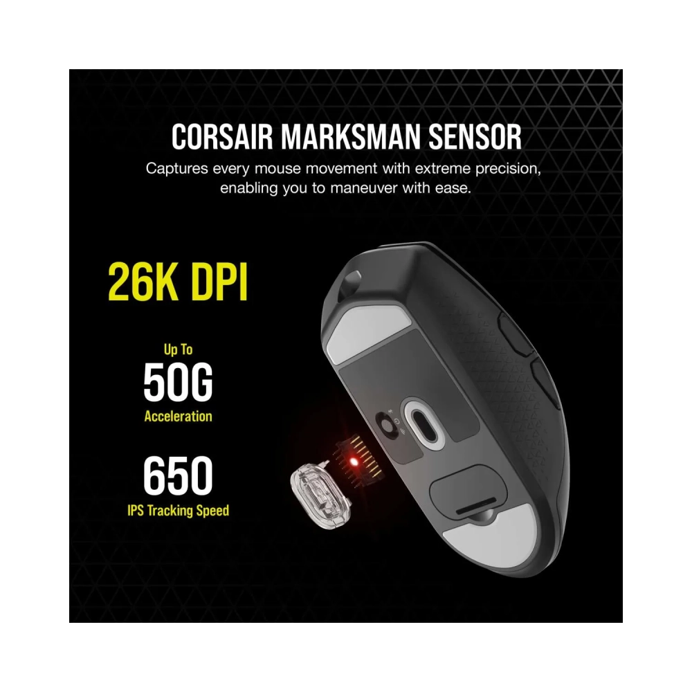 corsair katar elite wireles optical rf wireless bluetooth usb type a 26000 dpi black