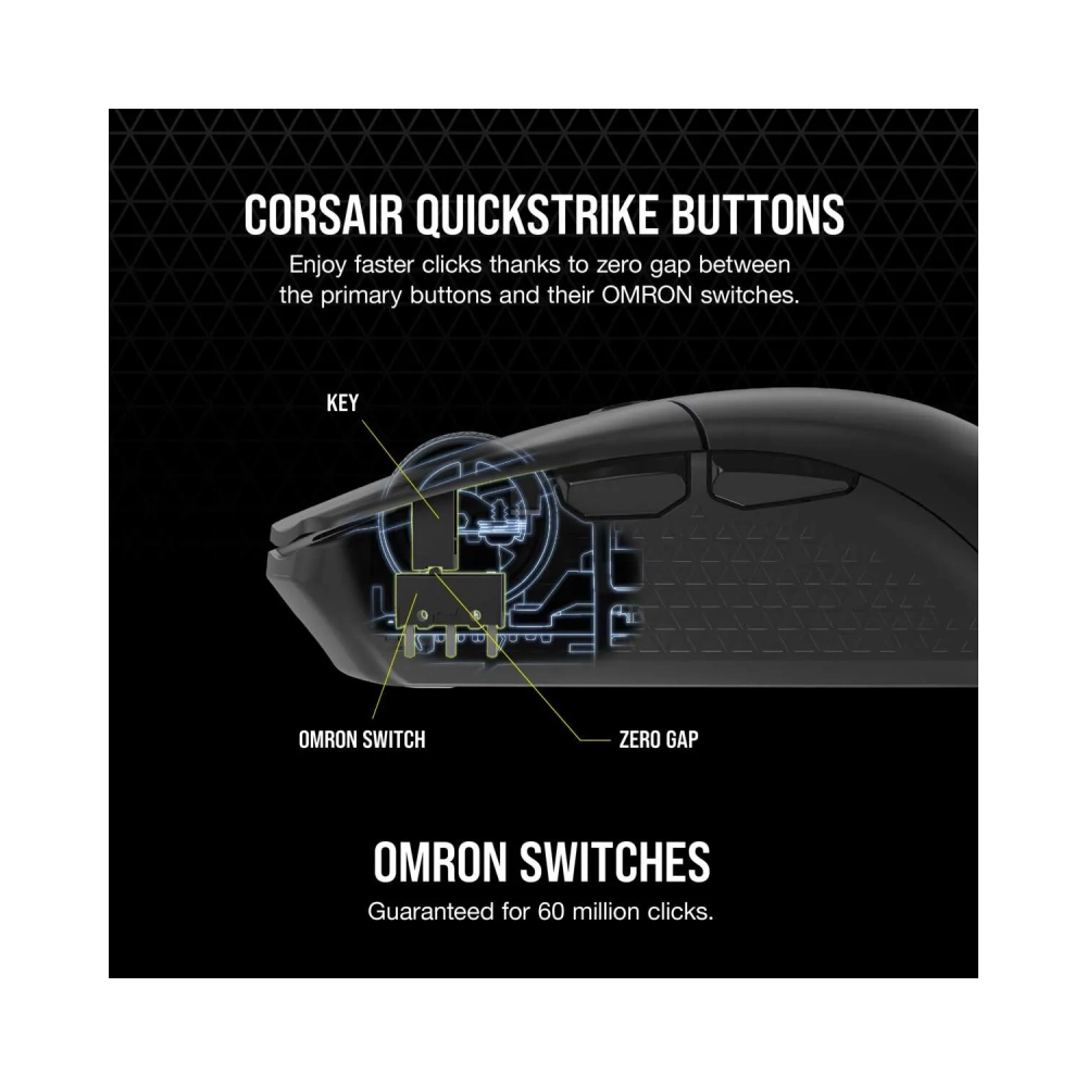 corsair katar elite wireles optical rf wireless bluetooth usb type a 26000 dpi black