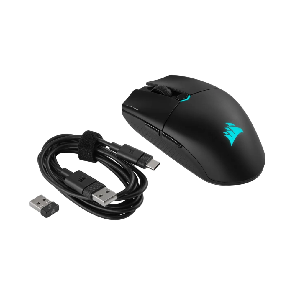 corsair katar elite wireles optical rf wireless bluetooth usb type a 26000 dpi black
