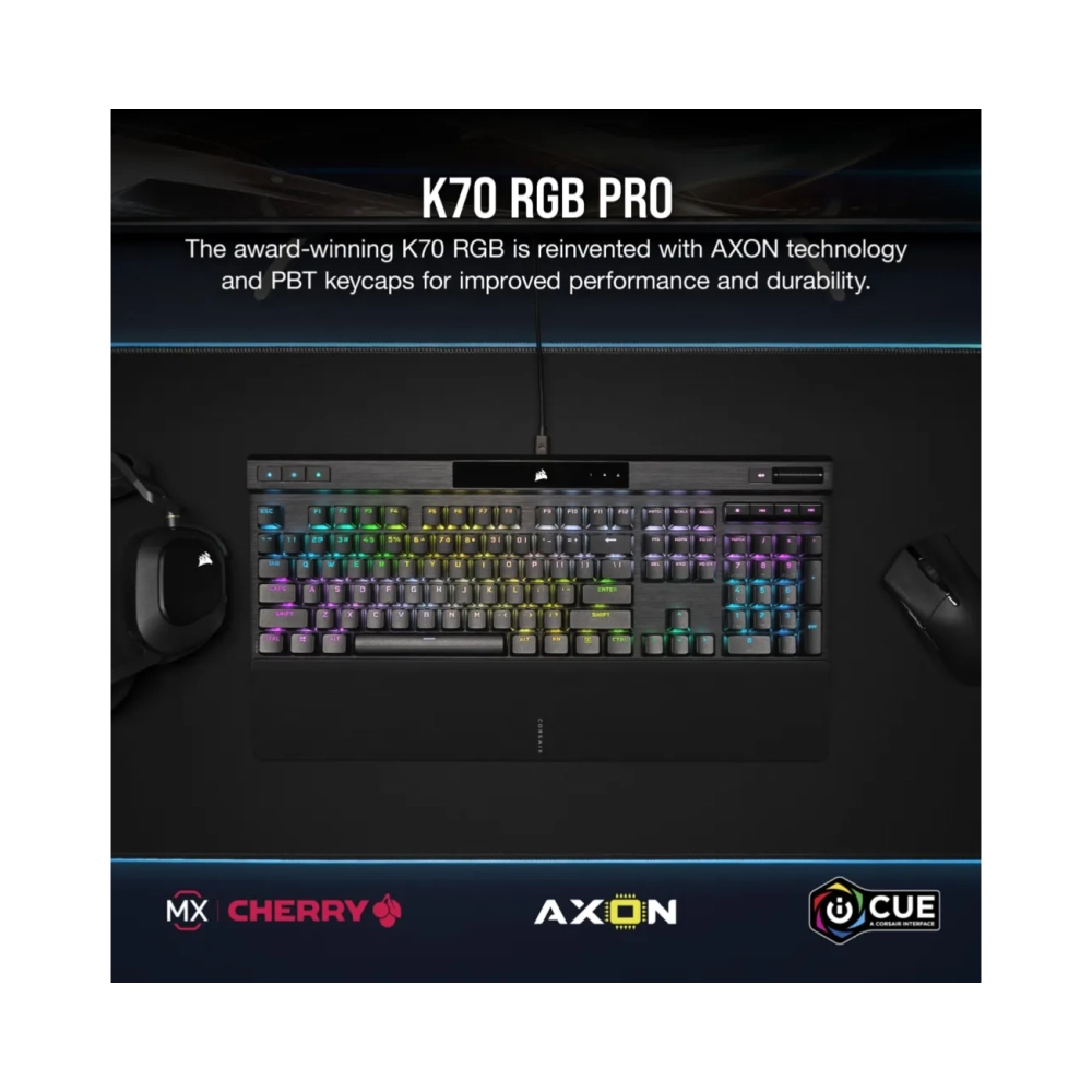 corsair k70 rgb pro full size 100 usb mechanical qwerty rgb led black