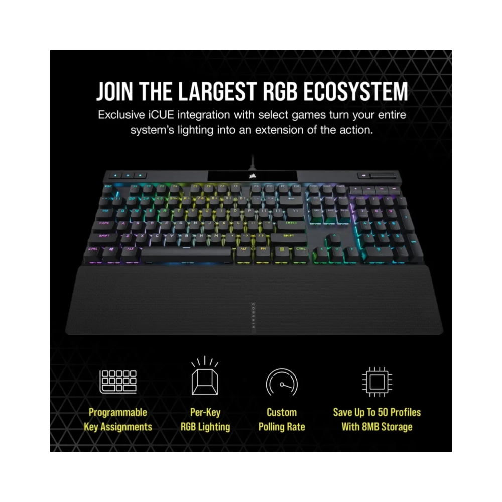 corsair k70 rgb pro full size 100 usb mechanical qwerty rgb led black