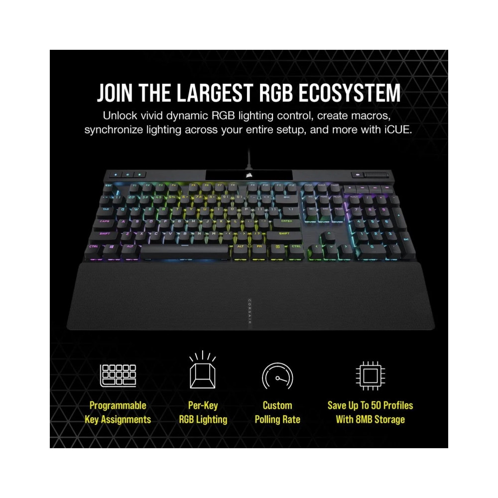 corsair k70 pro full size 100 usb opto mechanical key switch qwerty rgb led black