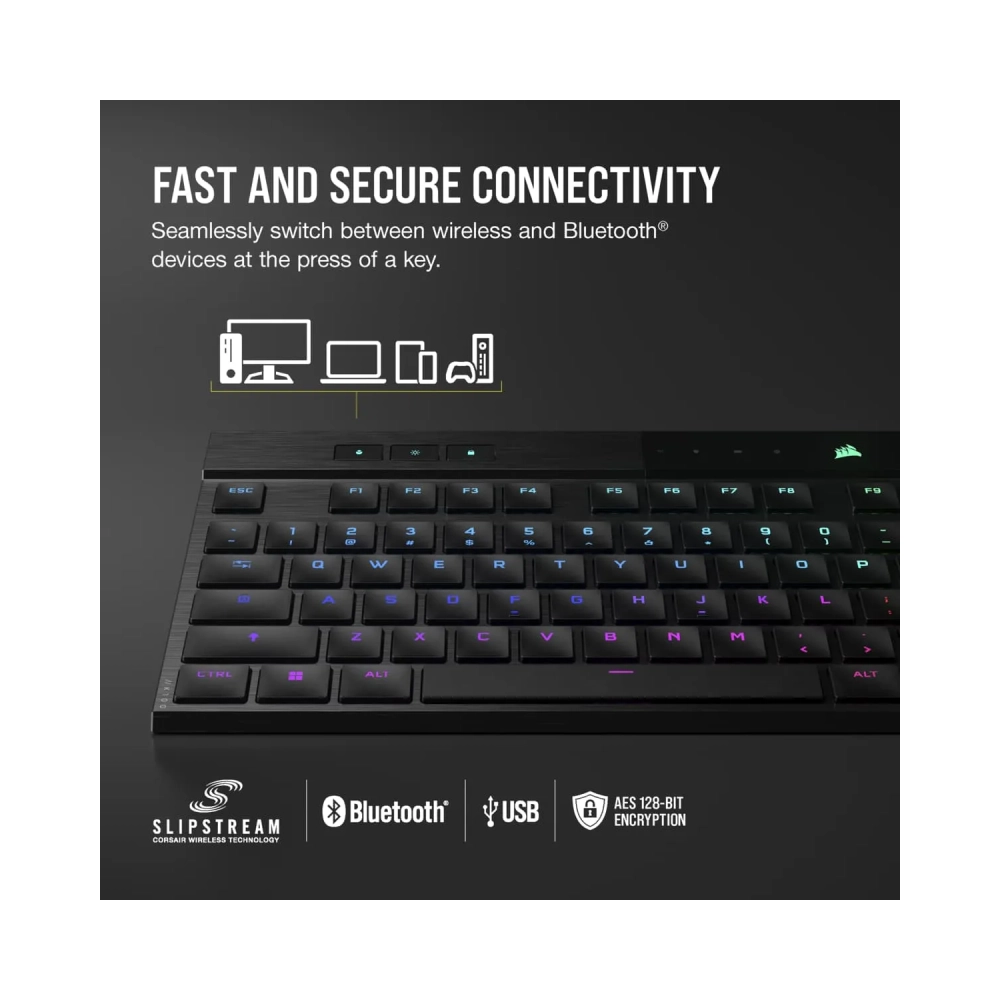 corsair k100 air full size 100 usb rf wireless bluetooth mechanical qwerty rgb led black