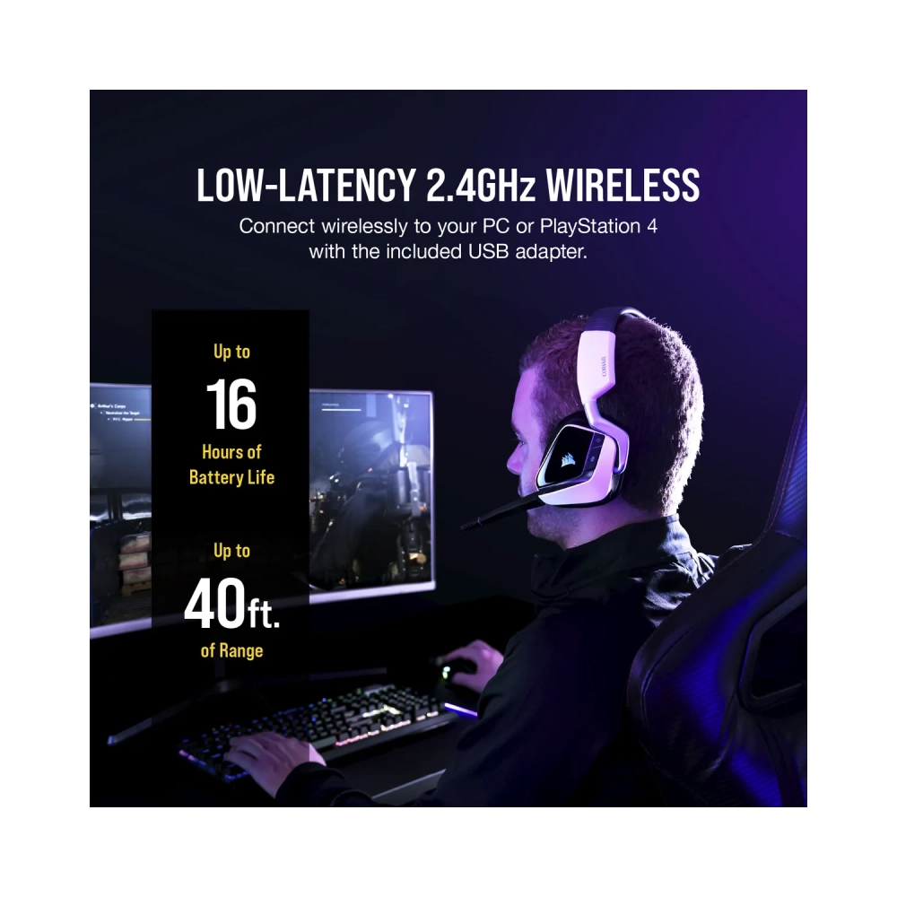 corsair void rgb elite wireless headset head band gaming blackwhite binaural 71 surround sound