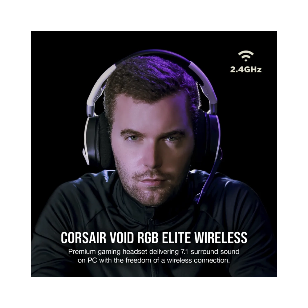 corsair void rgb elite wireless headset head band gaming blackwhite binaural 71 surround sound