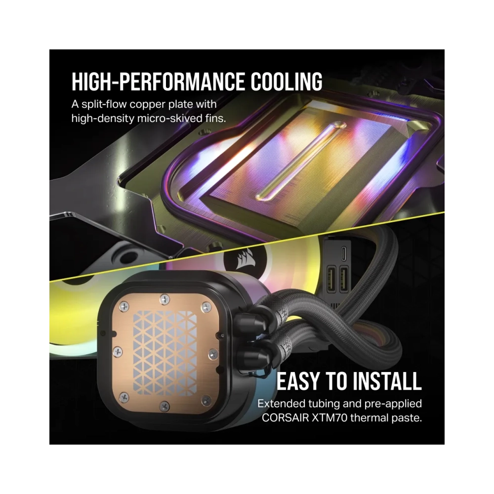 corsair h100i liquid ooling kit 12 cm 480 rpm 2400 rpm 631 cfm black