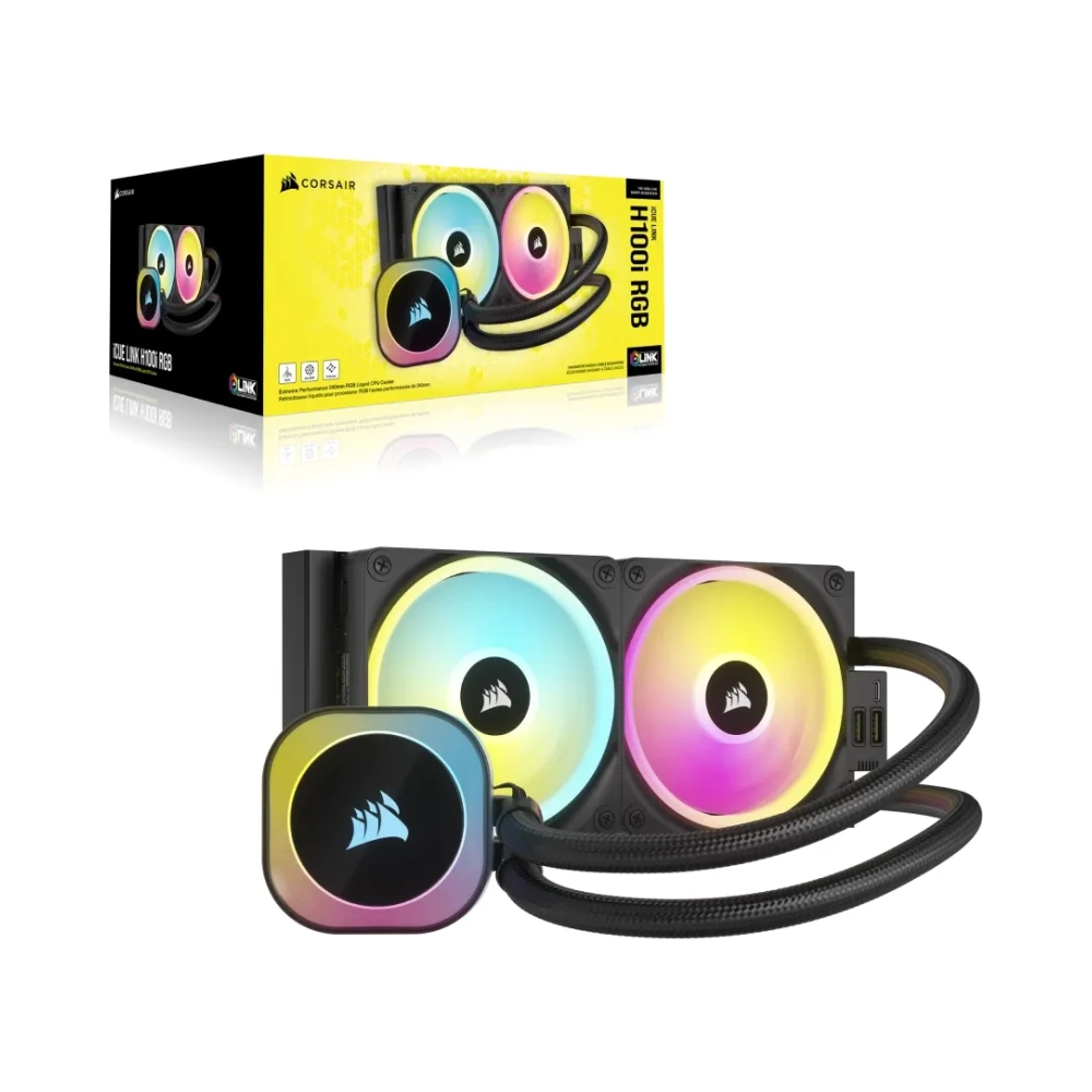 corsair h100i liquid ooling kit 12 cm 480 rpm 2400 rpm 631 cfm black