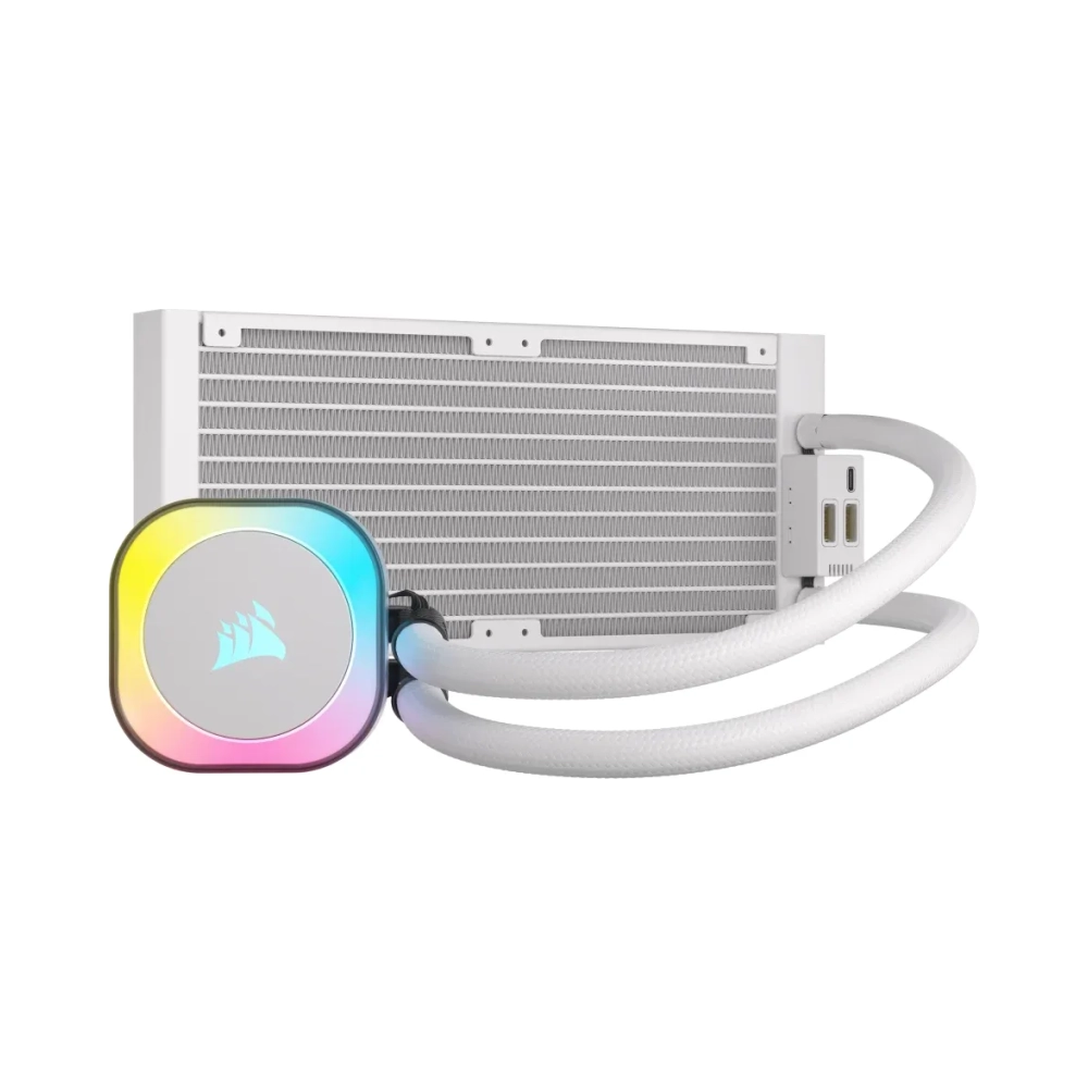 corsair h100i hybrid cooler 12 cm 480 rpm 2400 rpm 631 cfm white