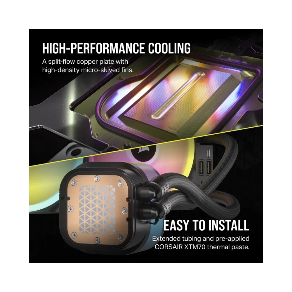 corsair h115i liquid ooling kit 14 cm 400 rpm 2000 rpm 825 cfm black