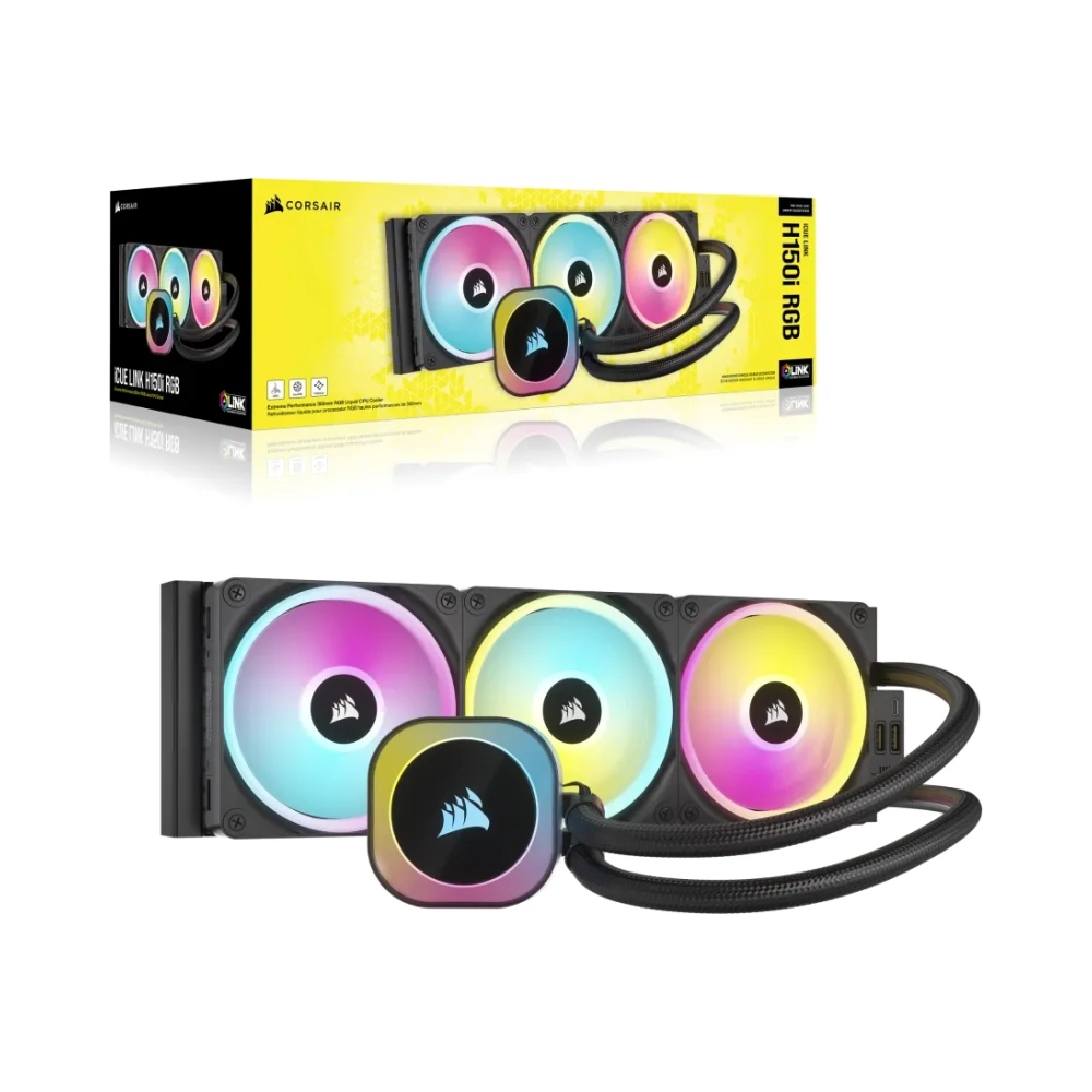 corsair h150i liquid ooling kit 12 cm 480 rpm 2400 rpm 631 cfm black