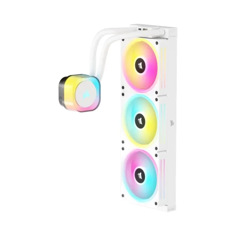 corsair icue link h150i rgb liquid cpu cooler qx120 rgb fans white 360mm radiator fits intel lga 1700 amd am5 hub i