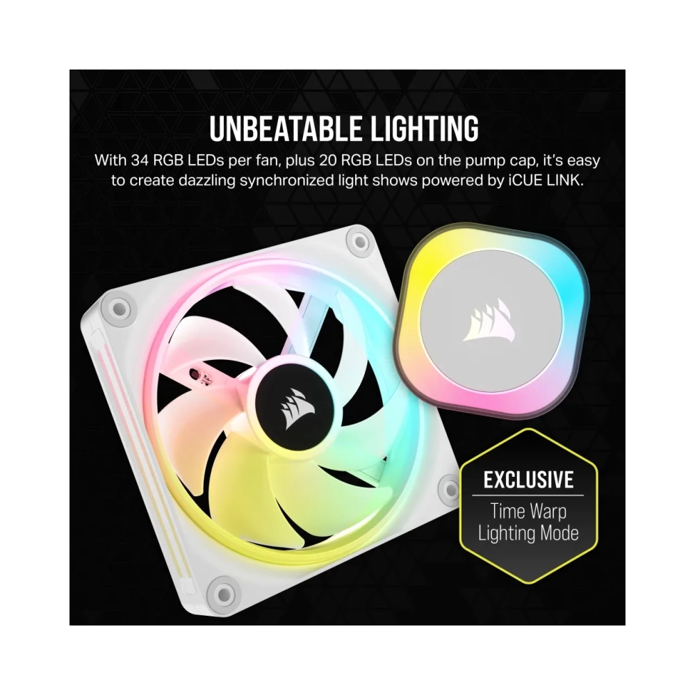 corsair icue link h150i rgb liquid cpu cooler qx120 rgb fans white 360mm radiator fits intel lga 1700 amd am5 hub i
