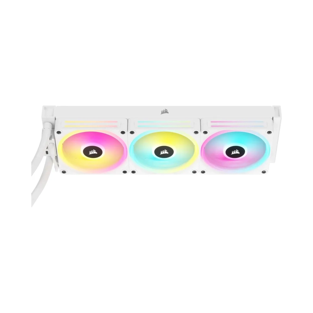 corsair icue link h150i rgb liquid cpu cooler qx120 rgb fans white 360mm radiator fits intel lga 1700 amd am5 hub i