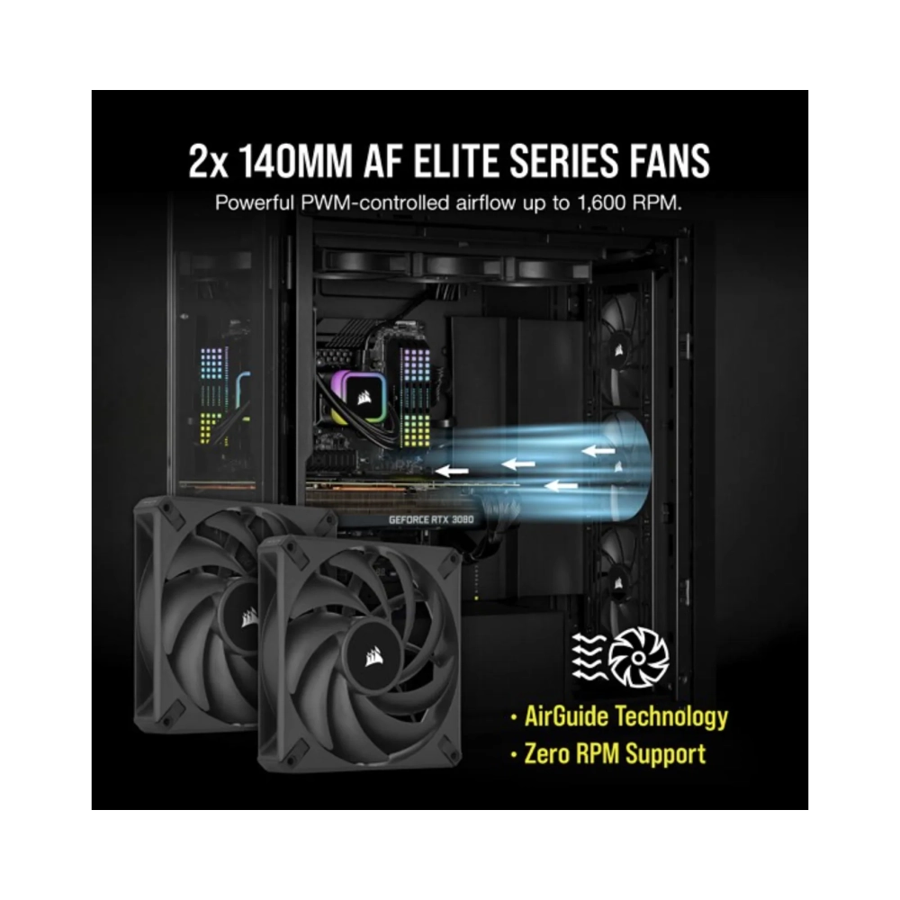 corsair h115i air cooler 19 db 358 db 89 cfm black