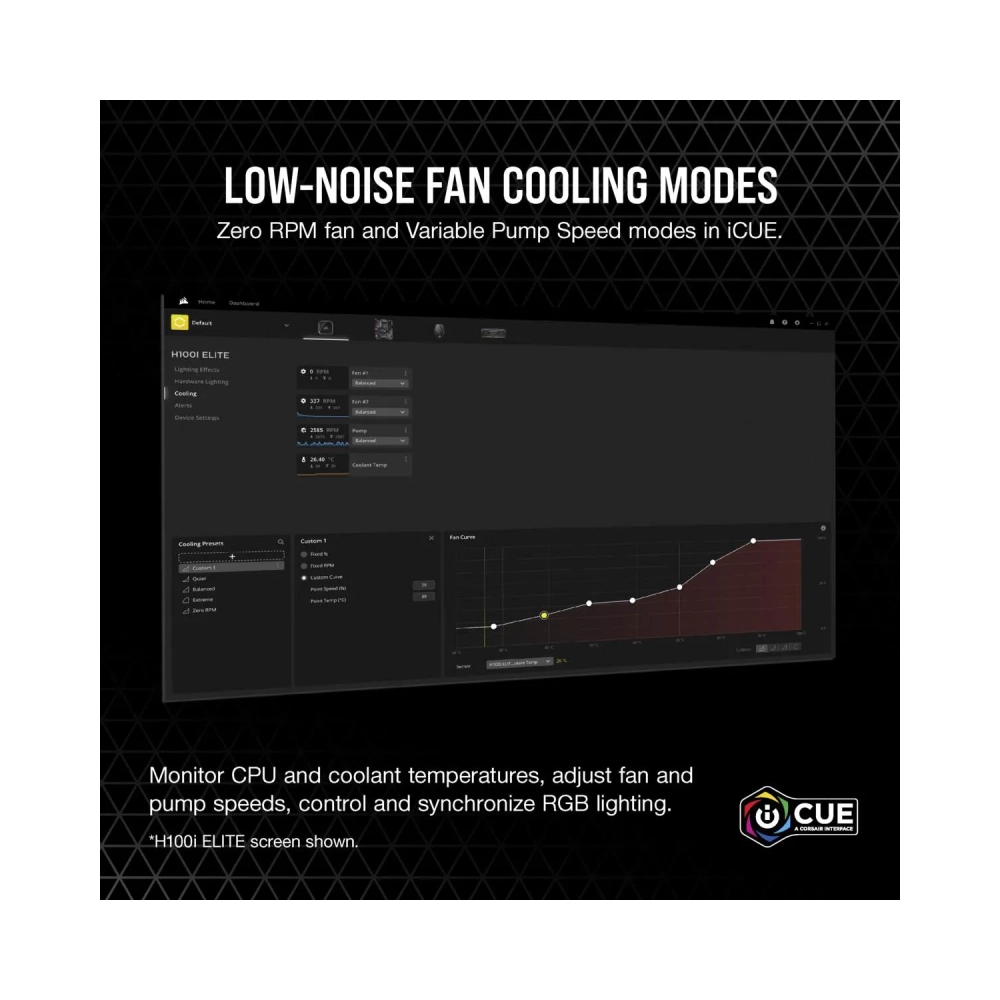 corsair icue h150i rgb elite all in one liquid cooler 12 cm 1850 rpm 19 db 358 db 6557 cfm