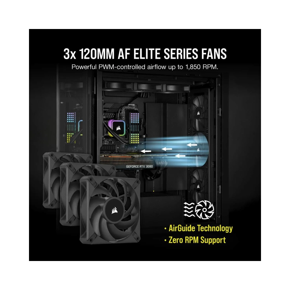 corsair icue h150i rgb elite all in one liquid cooler 12 cm 1850 rpm 19 db 358 db 6557 cfm