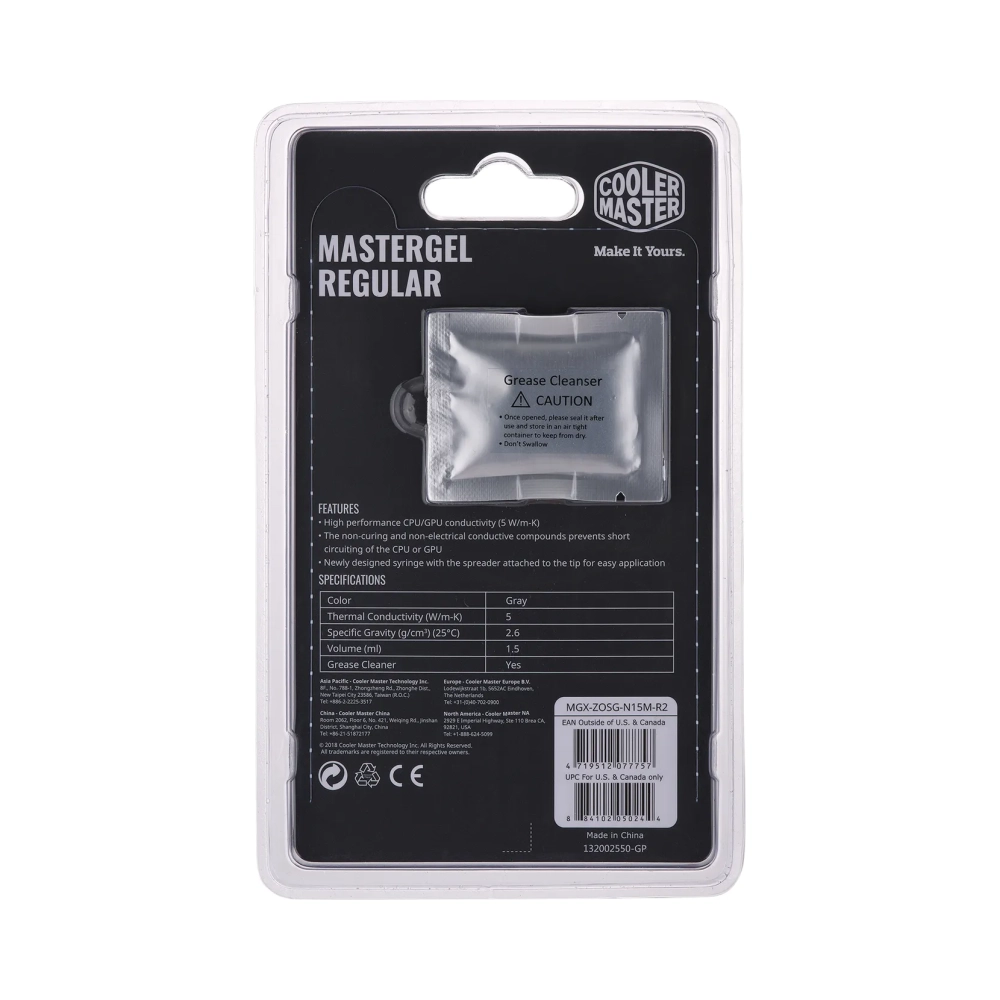 cooler master mastergel regular 5 wmk 25 gcm grey 15 ml blister