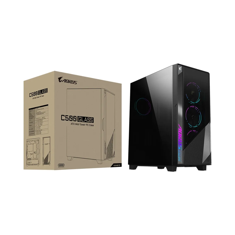 gigabyte gb ac500g midi tower pc black atx eatx micro atx mini itx glass plastic steel gaming