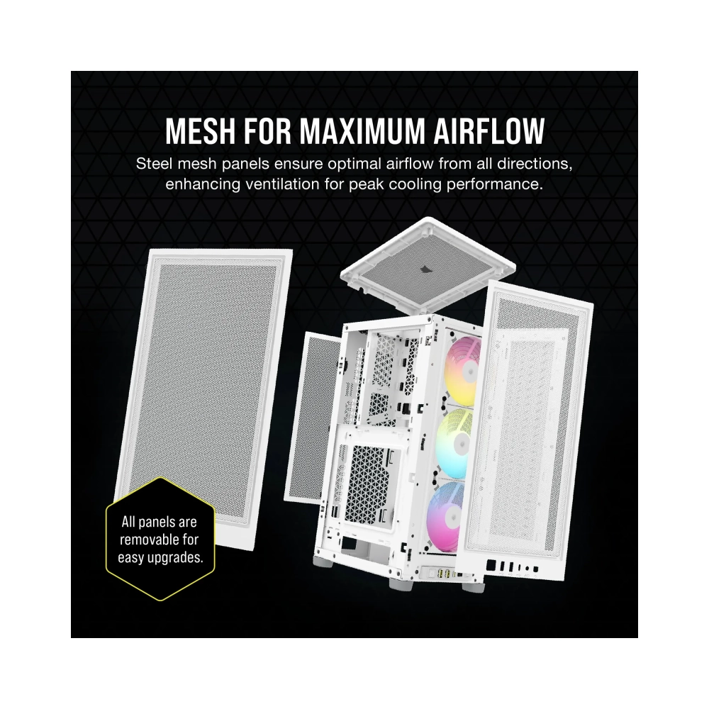 corsair 2000d rgb airflow small form factor sff pc white mini itx mesh tempered glass multi