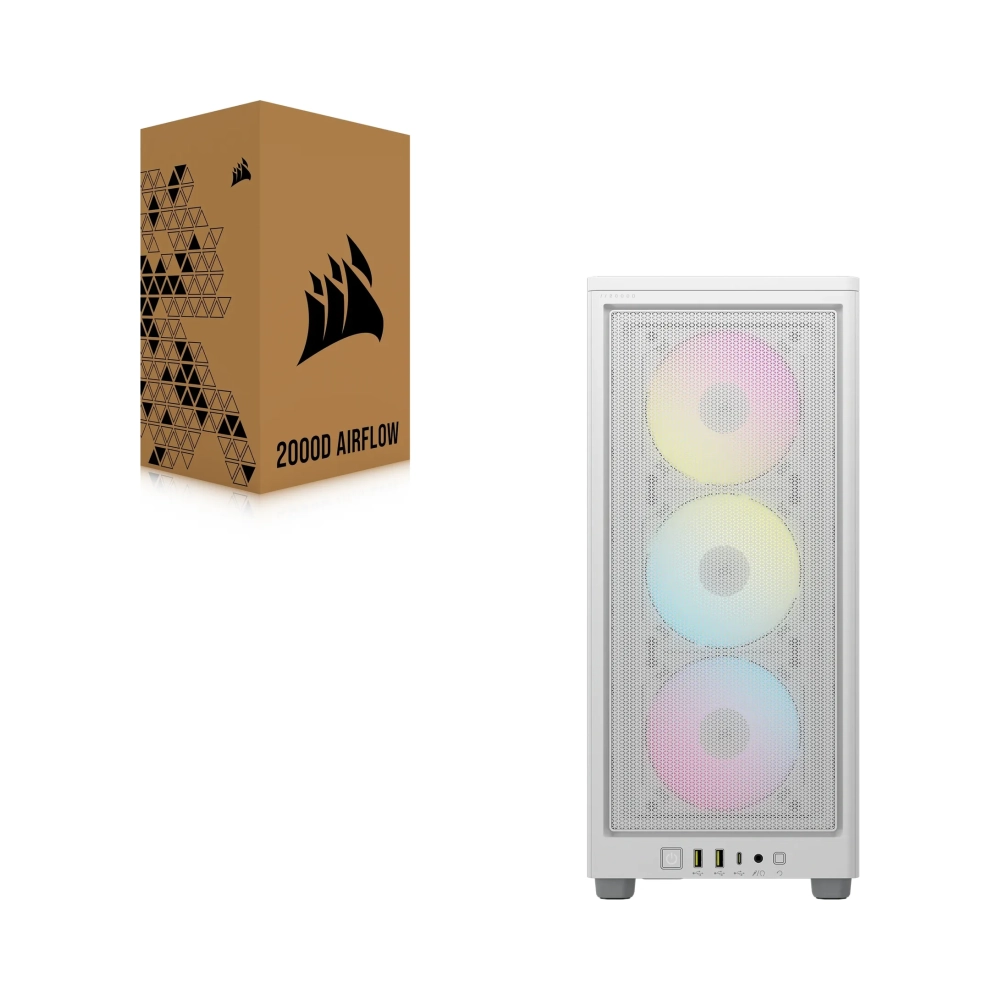 corsair 2000d rgb airflow small form factor sff pc white mini itx mesh tempered glass multi