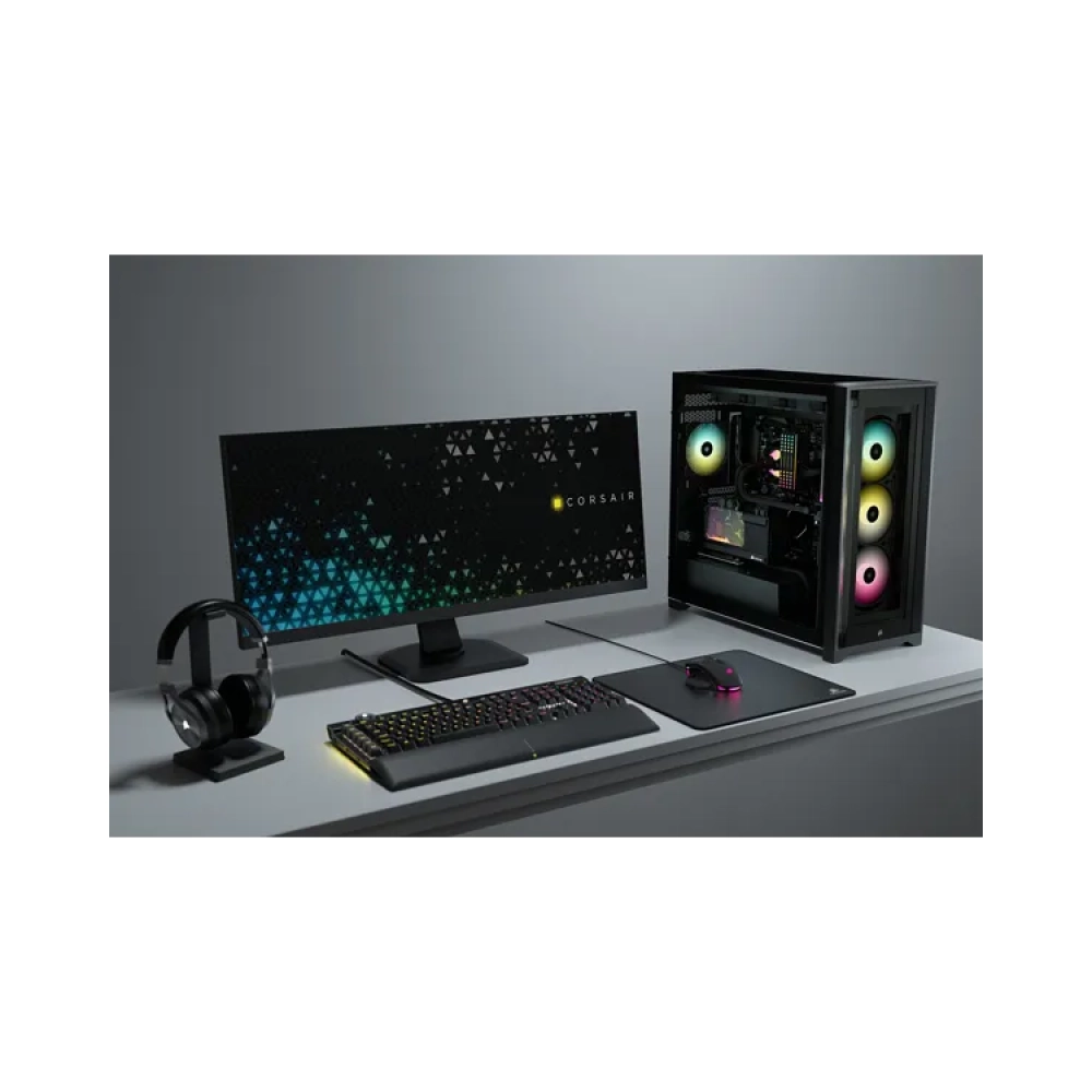 corsair icue 5000x rgb midi tower pc plastic steel tempered glass black atxeatxitx gaming