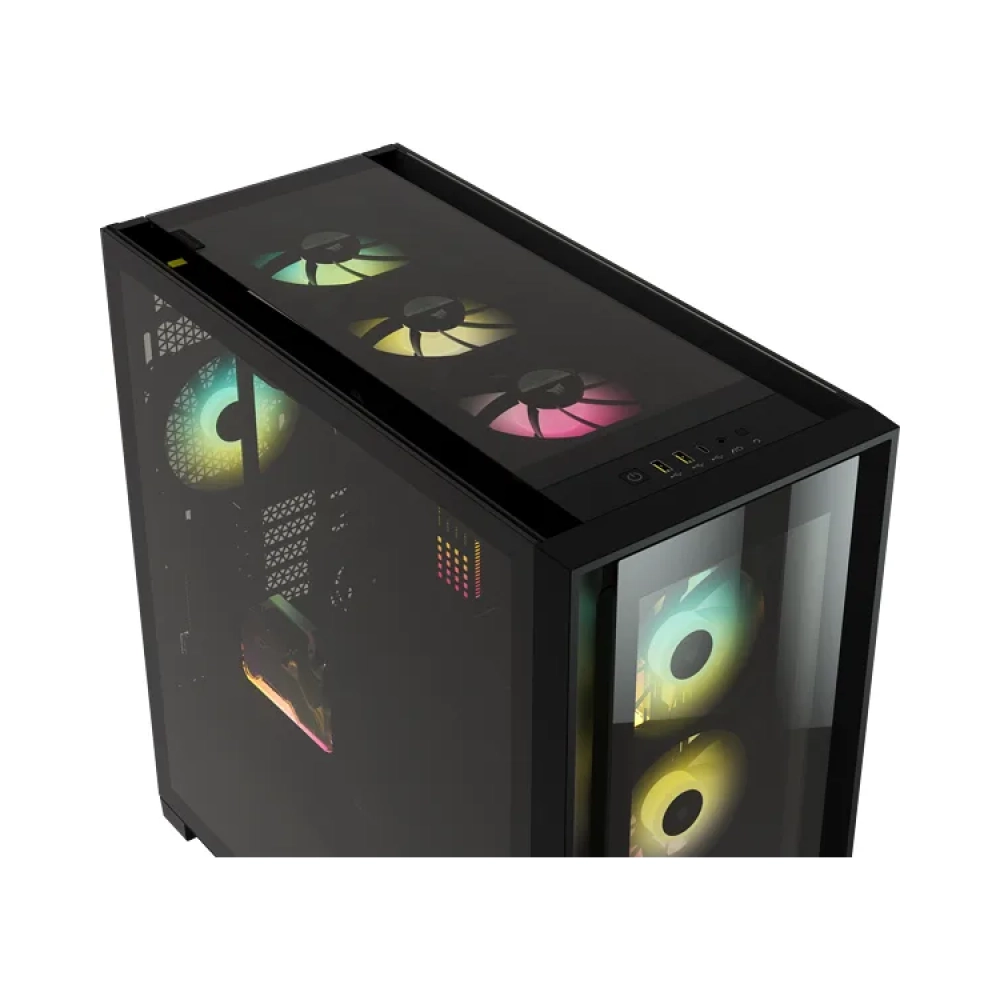 corsair icue 5000x rgb midi tower pc plastic steel tempered glass black atxeatxitx gaming