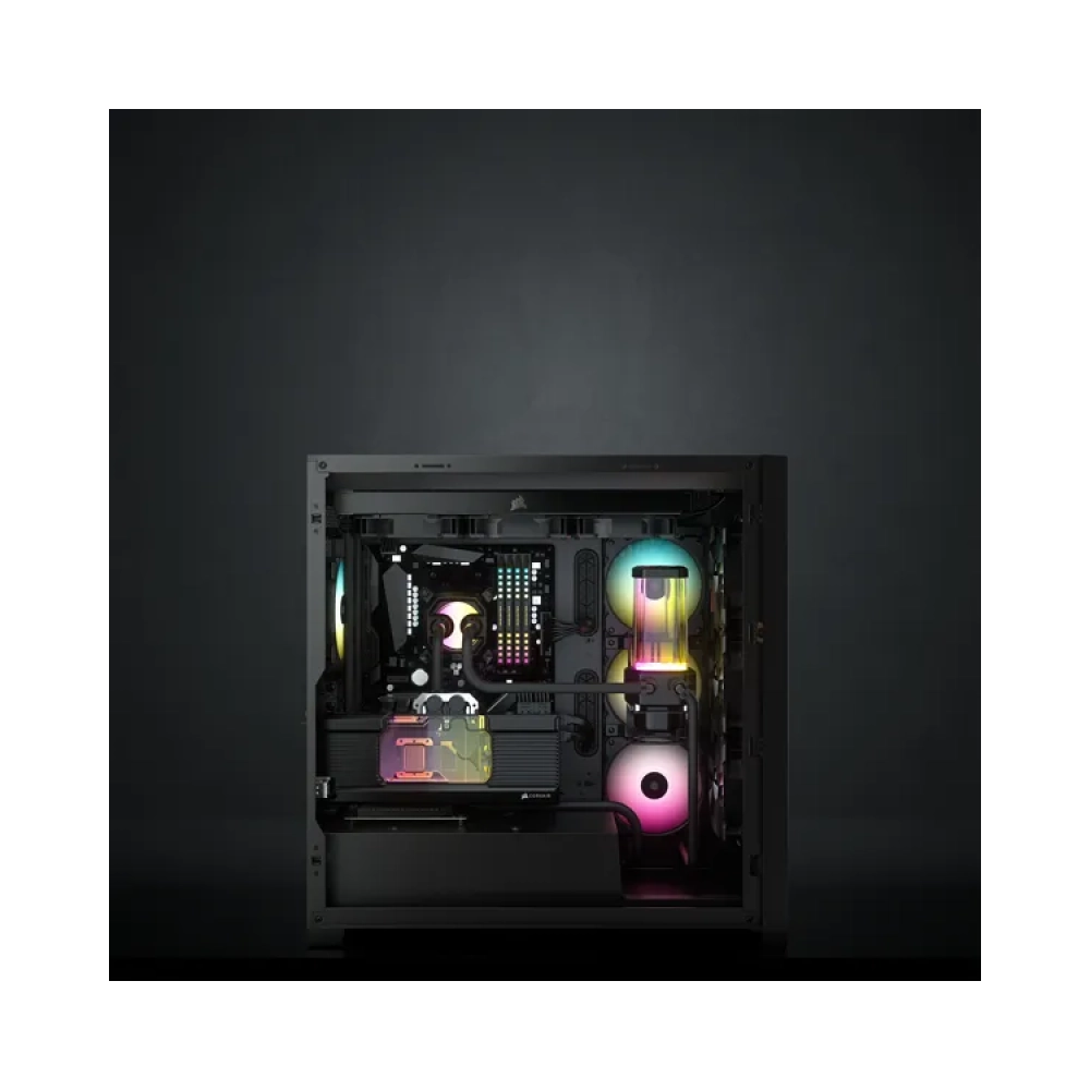 corsair icue 5000x rgb midi tower pc plastic steel tempered glass black atxeatxitx gaming