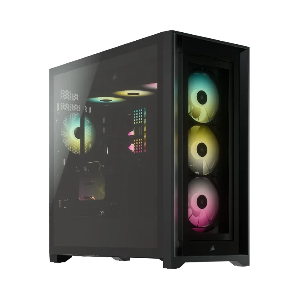 corsair icue 5000x rgb midi tower pc plastic steel tempered glass black atxeatxitx gaming