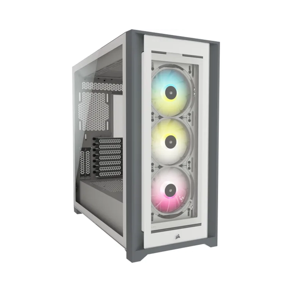 corsair icue 5000x rgb midi tower pc plastic steel tempered glass white atxeatxitx gaming