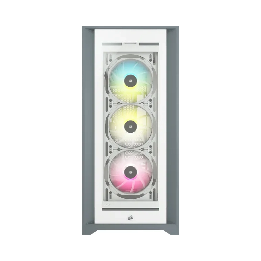 corsair icue 5000x rgb midi tower pc plastic steel tempered glass white atxeatxitx gaming