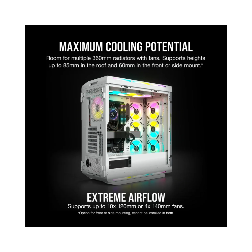 corsair icue 5000t rgb midi tower pc white atx eatx micro atx gaming multi