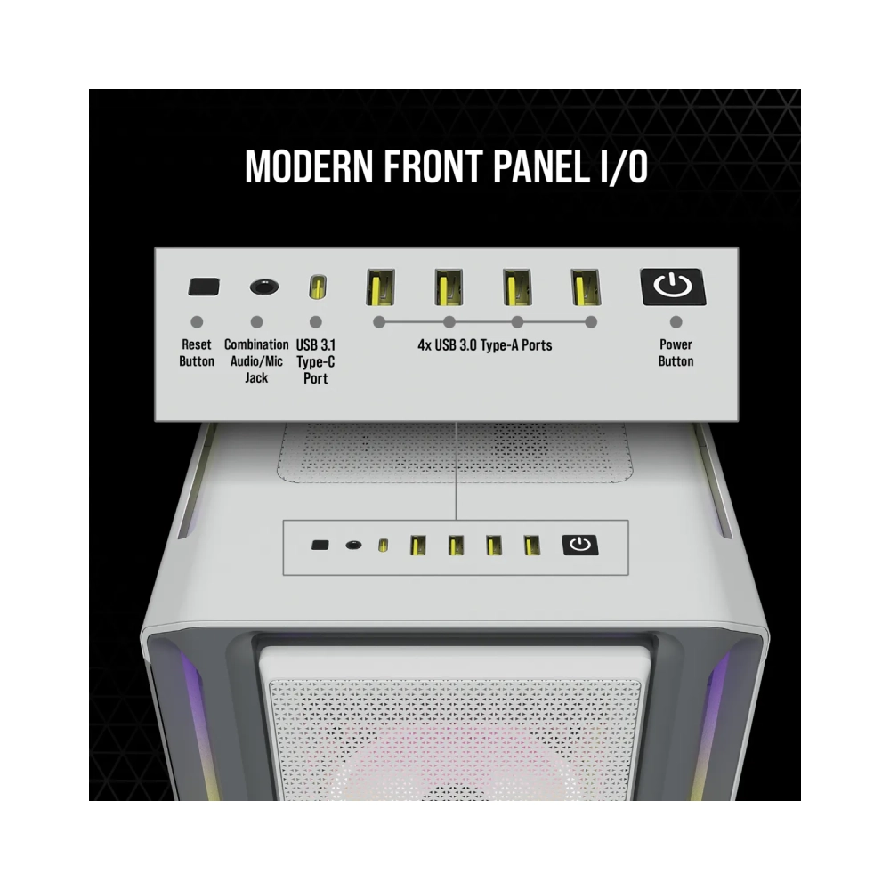 corsair icue 5000t rgb midi tower pc white atx eatx micro atx gaming multi