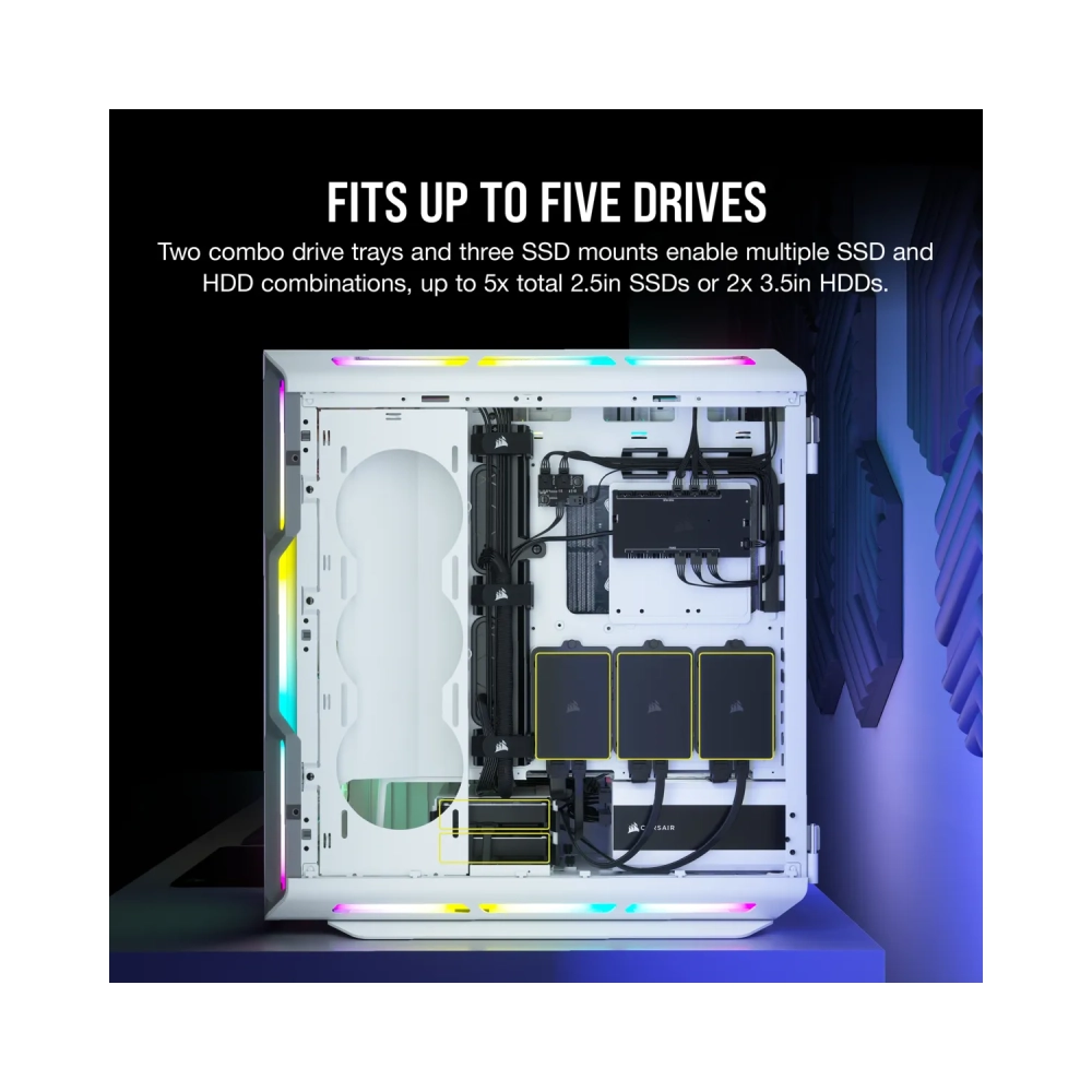 corsair icue 5000t rgb midi tower pc white atx eatx micro atx gaming multi