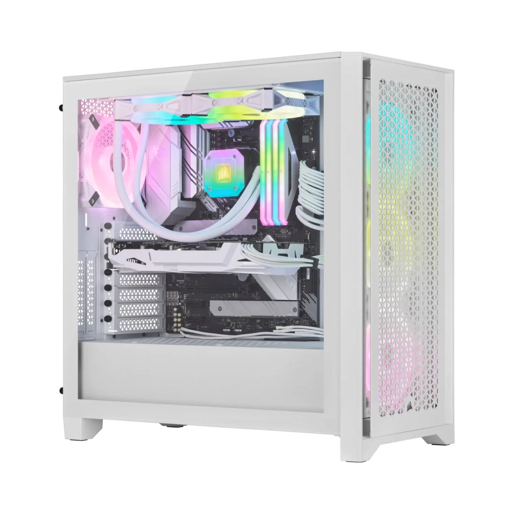 corsair icue 4000d rgb midi tower pc white atx tempered glass 17 cm