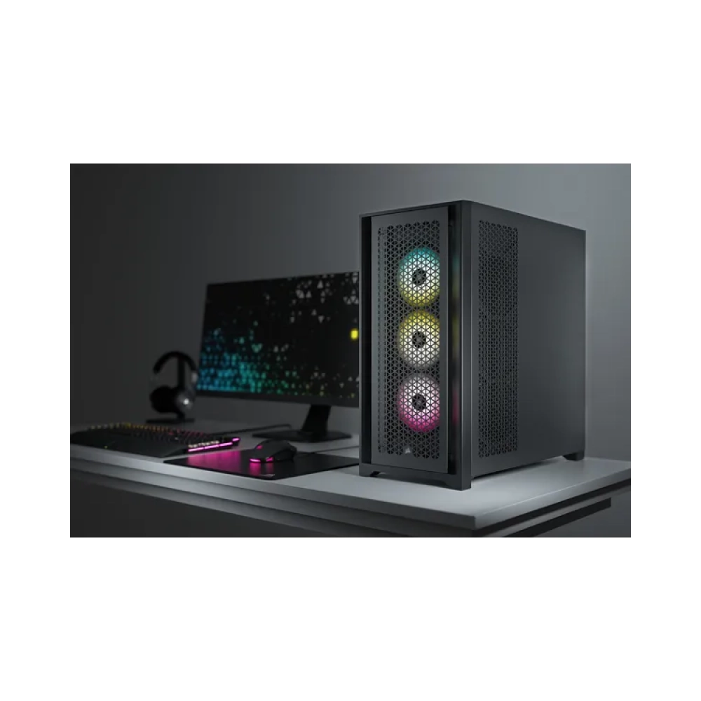 corsair 5000d airflow midi tower pc plastic steel tempered glass black atxeatxitx gaming