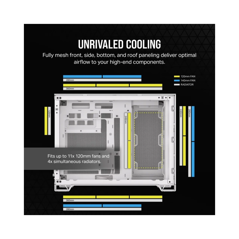 corsair 2500d airflow midi tower pc white atx 18 cm 40 cm