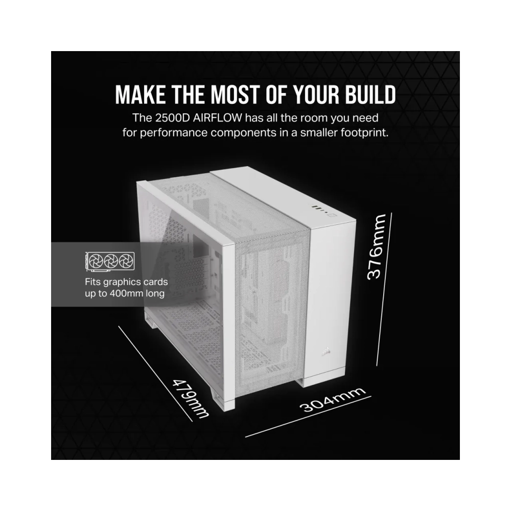 corsair 2500d airflow midi tower pc white atx 18 cm 40 cm