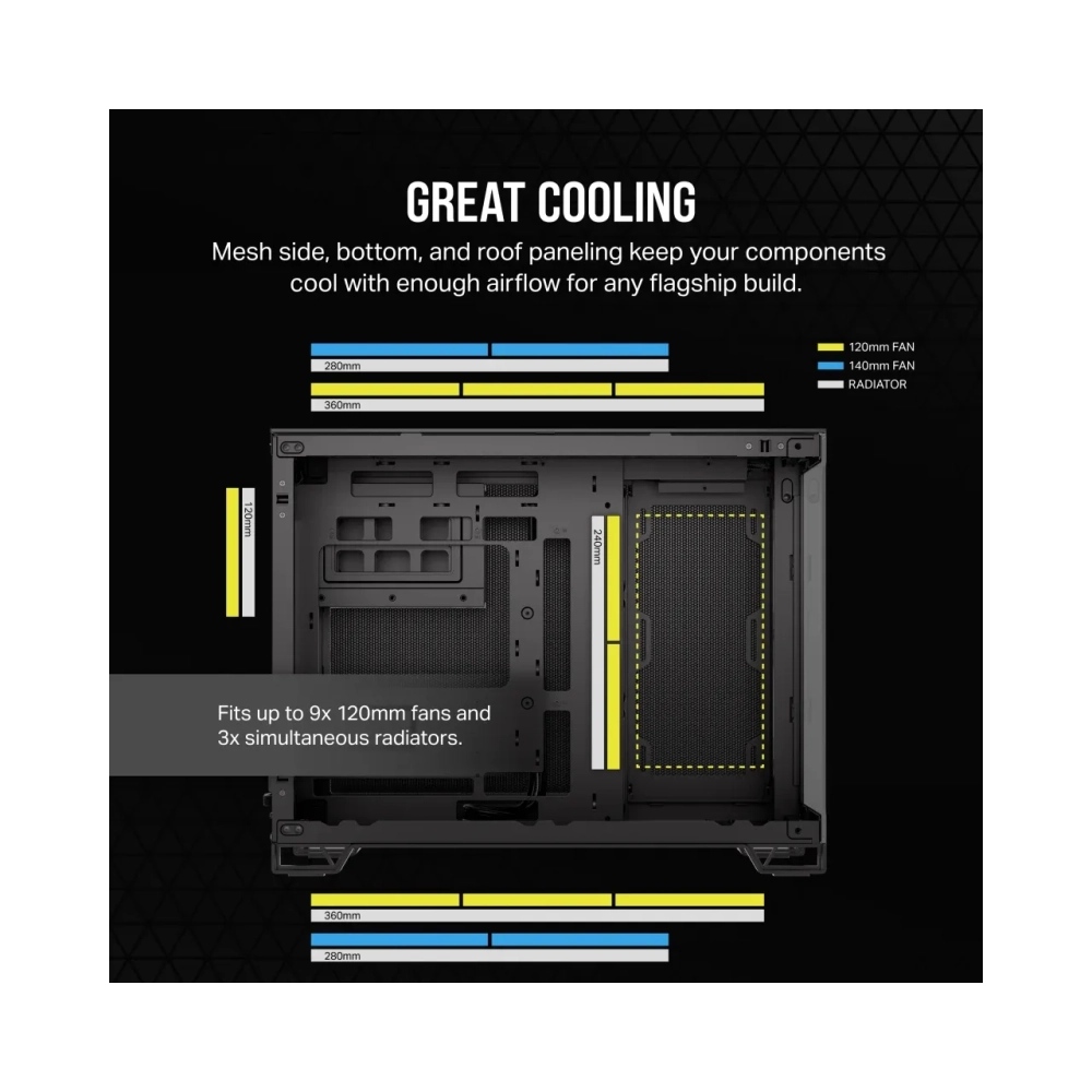 corsair 2500x midi tower pc black atx 18 cm 40 cm