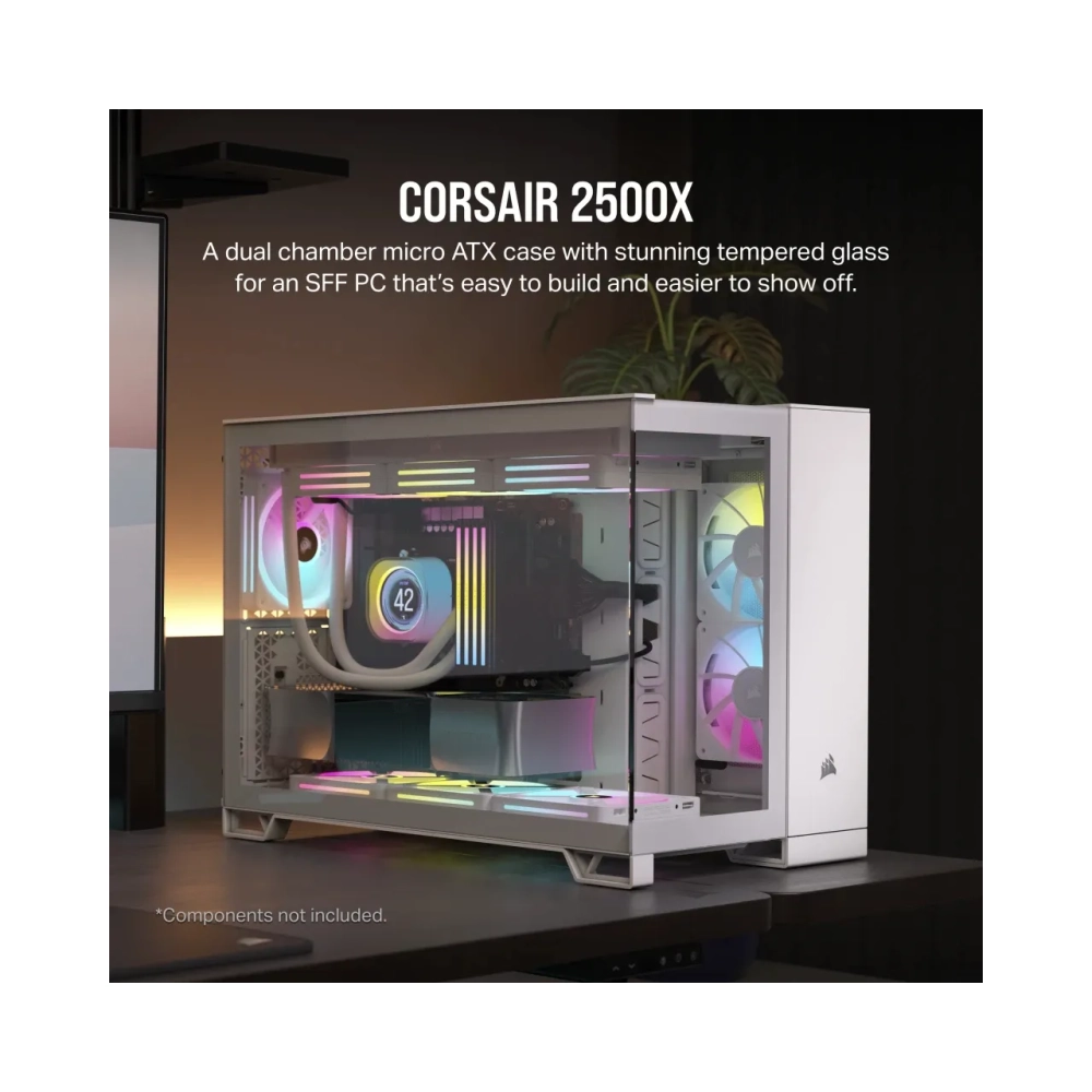 corsair 2500x midi tower pc white atx 18 cm 40 cm