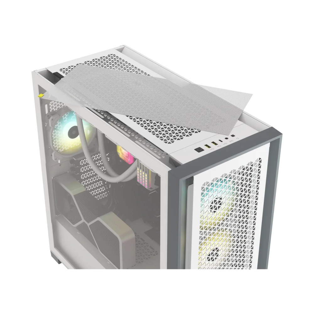 corsair 5000d rgb midi tower pc white atx plastic steel tempered glass 17 cm