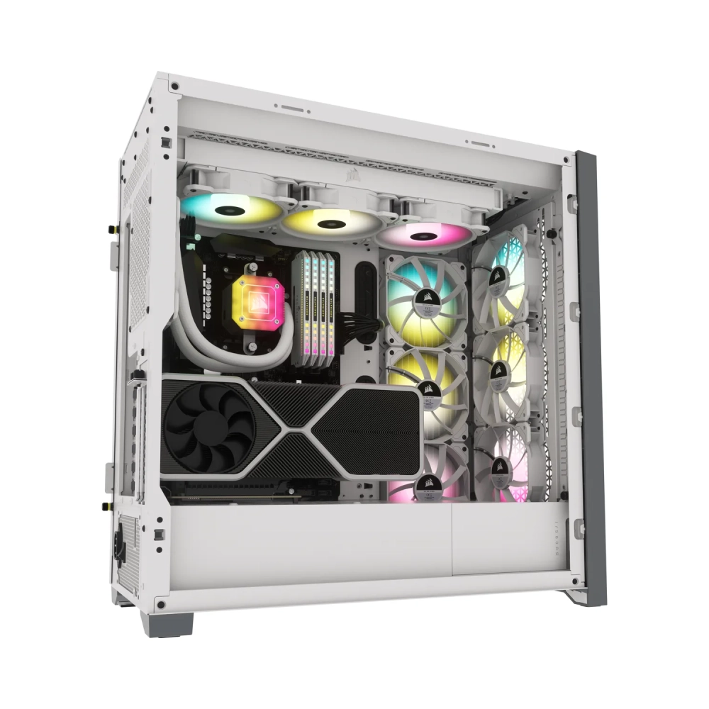 corsair 5000d rgb midi tower pc white atx plastic steel tempered glass 17 cm