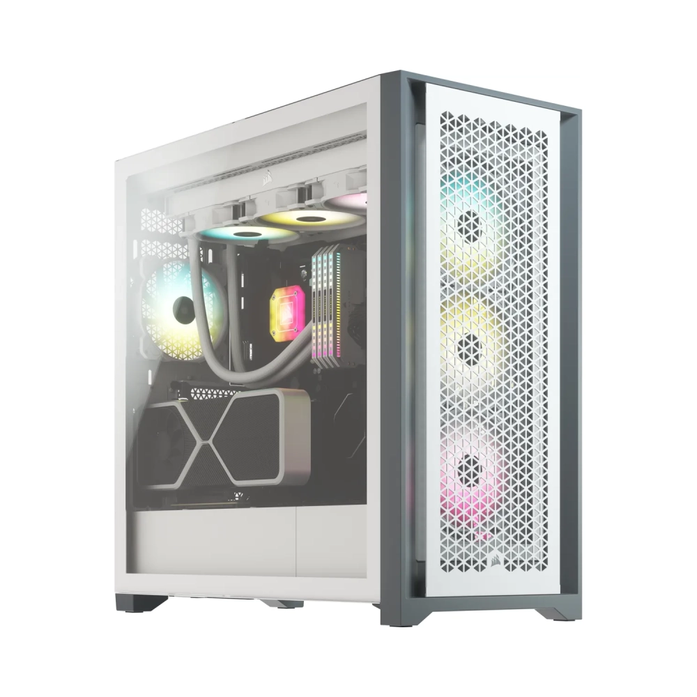 corsair 5000d rgb midi tower pc white atx plastic steel tempered glass 17 cm