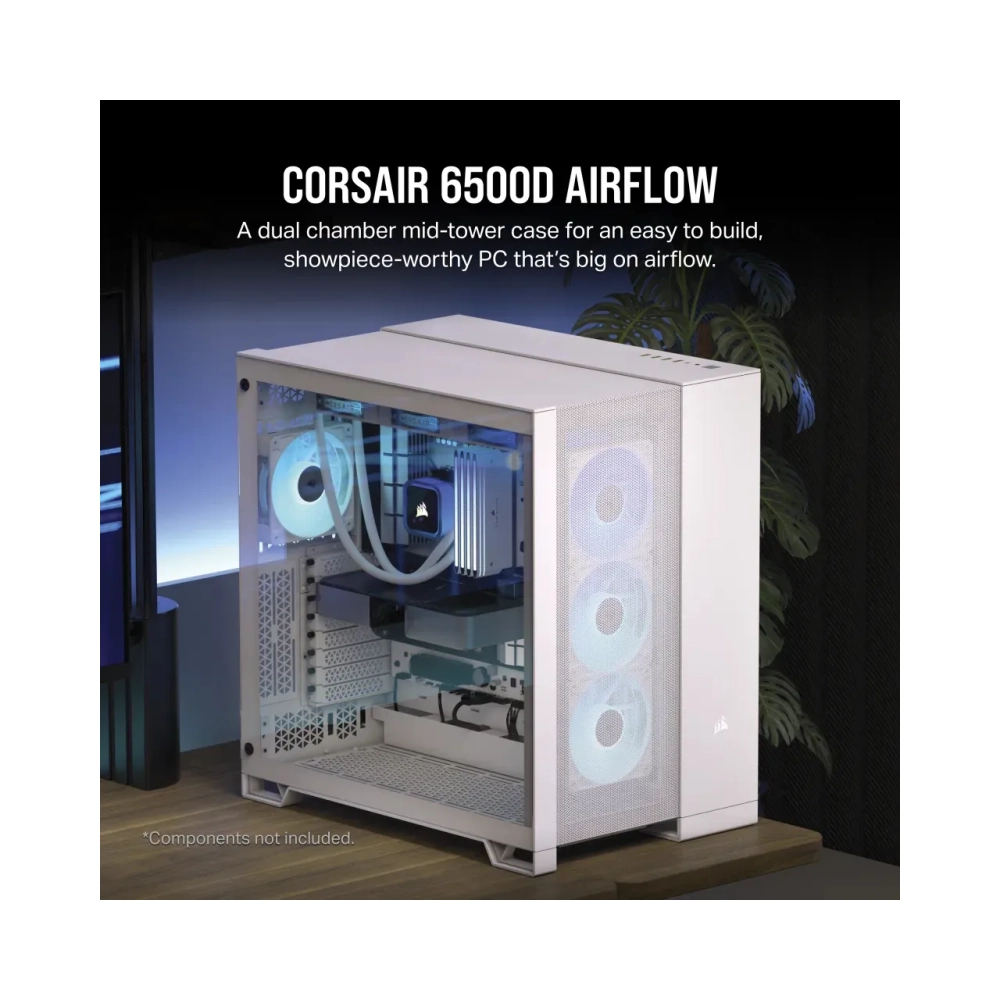 corsair 6500d airflow midi tower pc white atx 19 cm 40 cm