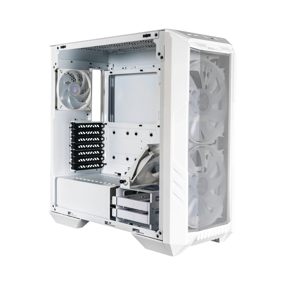 cooler master haf 500 midi tower pc white atx micro atx ssi ceb itx eatx mesh tempered glass plastic steel multi