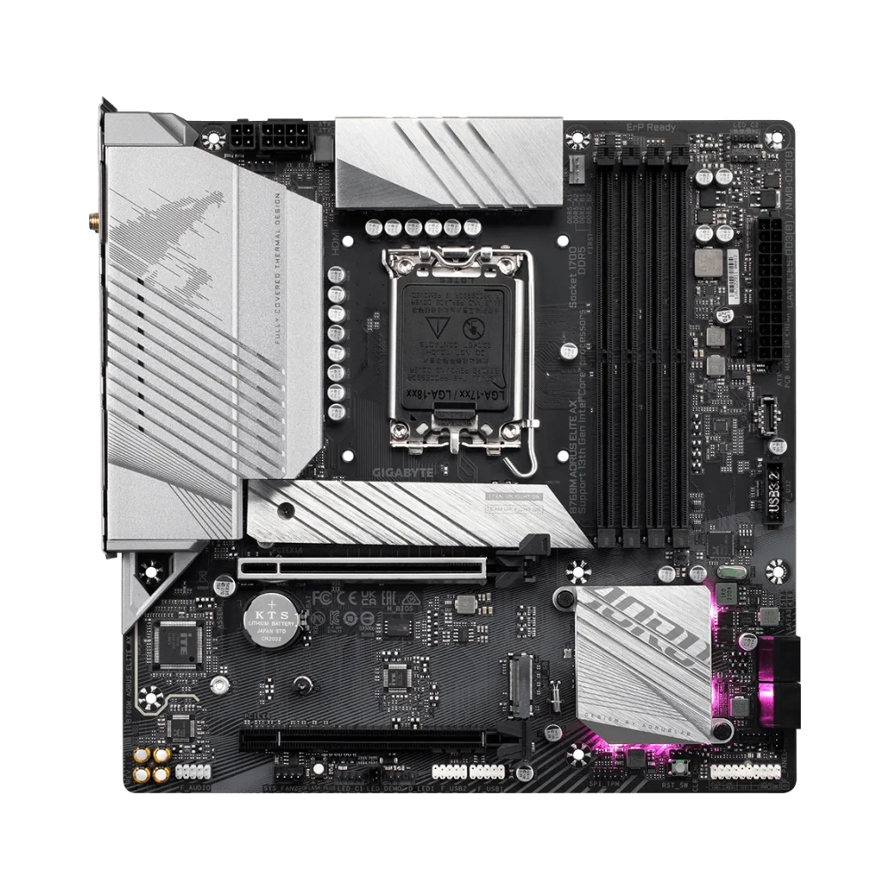 gigabyte b760m aorus elite ax motherboard supports intel core 14th gen cpus 1211 phases digital vrm up to 7800mhz ddr5 oc 2xpcie 40 m2 wi fi 6e 25gbe lan usb 32 gen 2 intel lga 1700 intel celeron intel core i3 intel core i5 intel core i7 intel core i9 lga 1700 192 gb ddr5 sdram