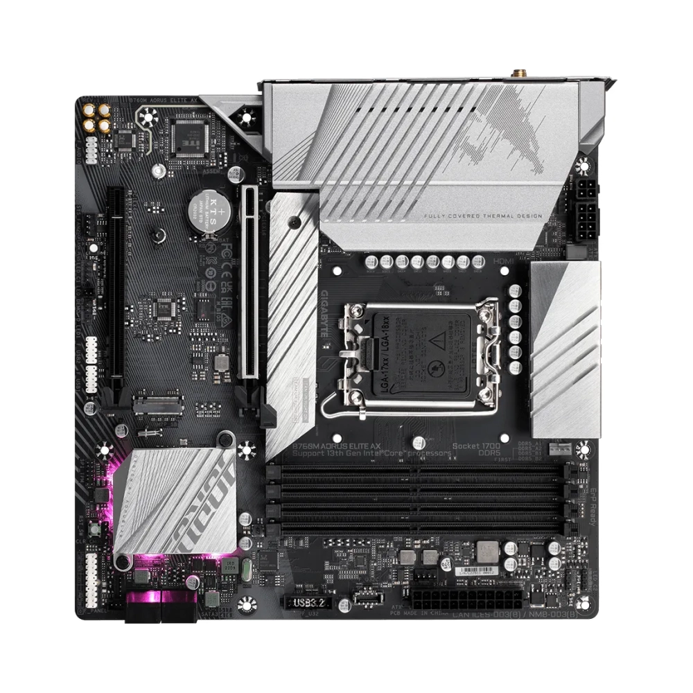 gigabyte b760m aorus elite ax motherboard supports intel core 14th gen cpus 1211 phases digital vrm up to 7800mhz ddr5 oc 2xpcie 40 m2 wi fi 6e 25gbe lan usb 32 gen 2 intel lga 1700 intel celeron intel core i3 intel core i5 intel core i7 intel core i9 lga 1700 192 gb ddr5 sdram
