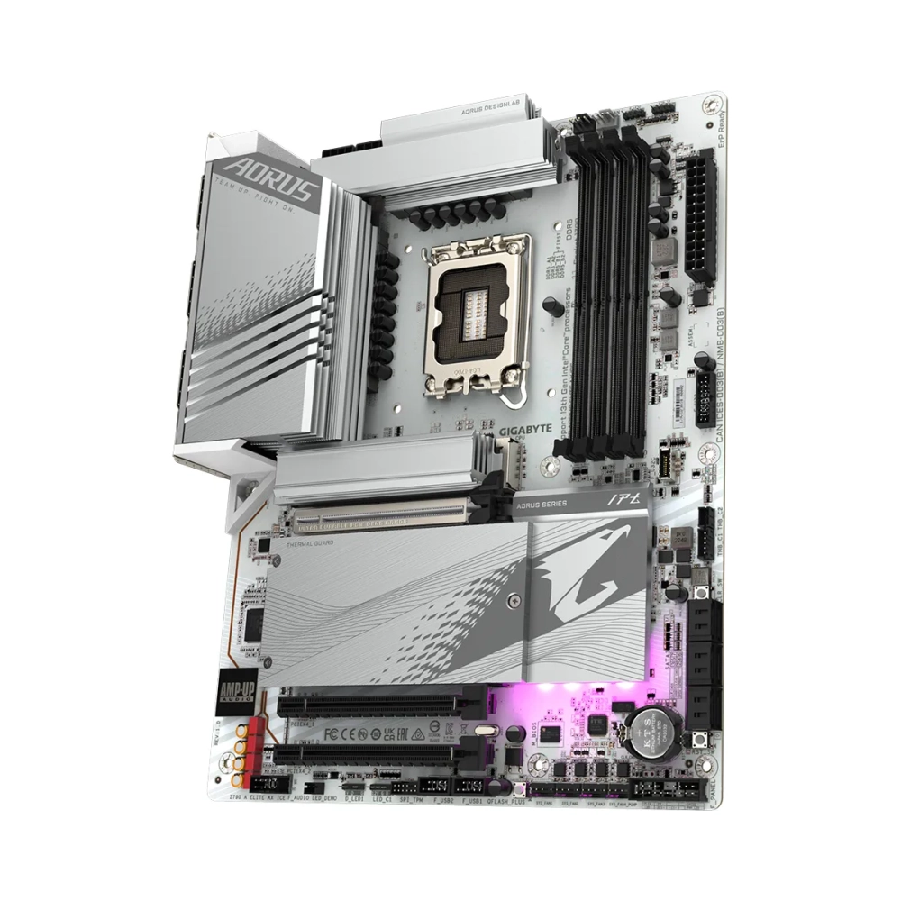 gigabyte z790 aorus elite ax ice motherboard supports intel core 13th cpus 1612 phases digital vrm up to 7600mhz ddr5 4xpcie 40 m2 wi fi 6e 25gbe lan usb 32 gen 2 intel lga 1700 intel celeron intel core i3 intel core i5 intel core i7 intel core i9 lga 1700 192 gb ddr5 sdram