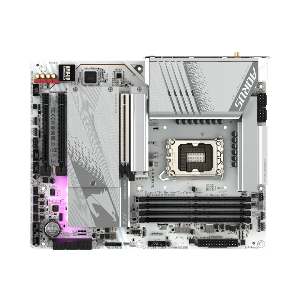 gigabyte z790 aorus elite ax ice motherboard supports intel core 13th cpus 1612 phases digital vrm up to 7600mhz ddr5 4xpcie 40 m2 wi fi 6e 25gbe lan usb 32 gen 2 intel lga 1700 intel celeron intel core i3 intel core i5 intel core i7 intel core i9 lga 1700 192 gb ddr5 sdram