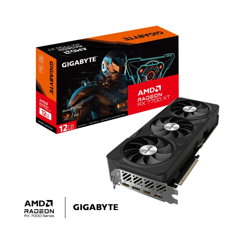 gigabyte gaming radeon rx 7700 xt oc 12g radeon rx 7700 xt 12 gb gddr6 192 bit 7680 x 4320 pixels pci express 40